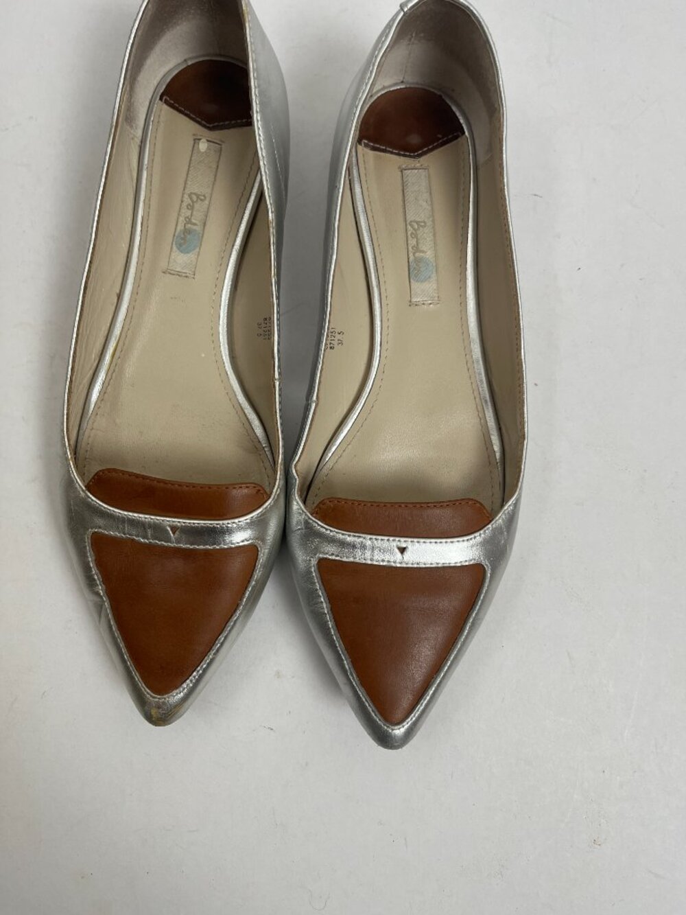 Metallic Silver Boden Cordelia Colorblock Pointed Flat EU37.5